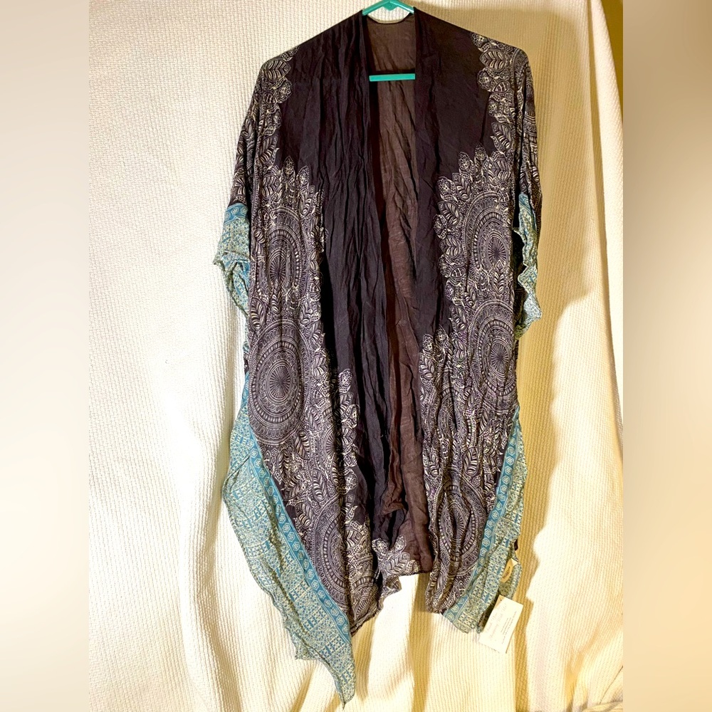 Brown and turquoise shawl